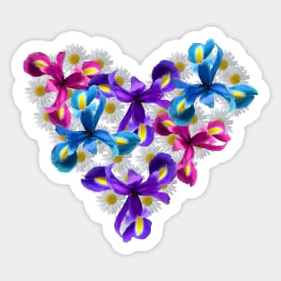 Daisy Iris Heart Flower Floral Pattern Daisies Sticker